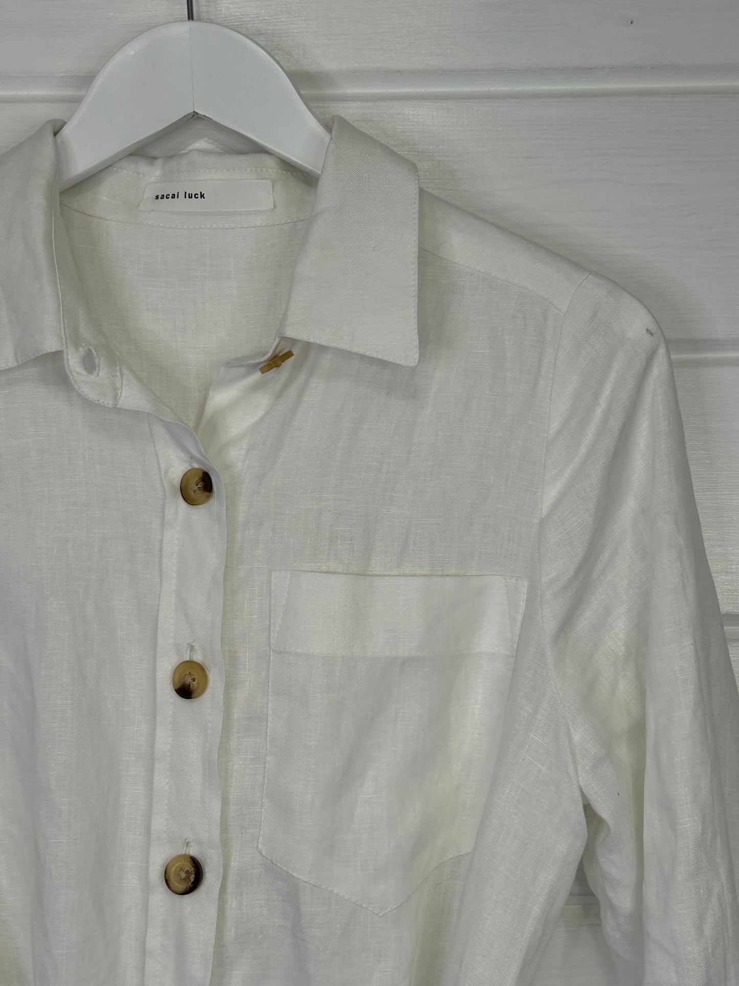 Sacai Luck White Linen Shirt Dress - Size 12