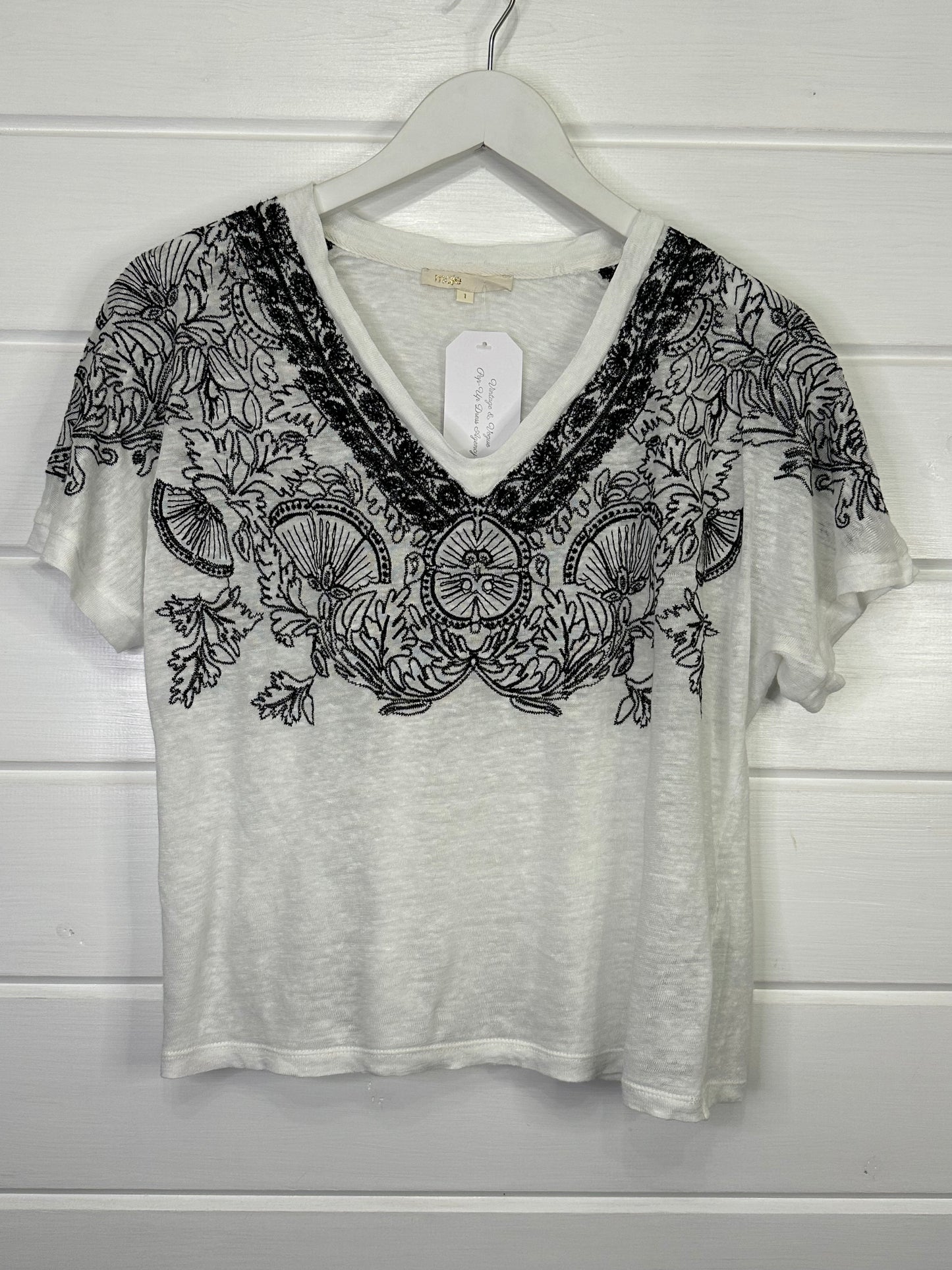 Maje Linen T-Shirt - Size 1