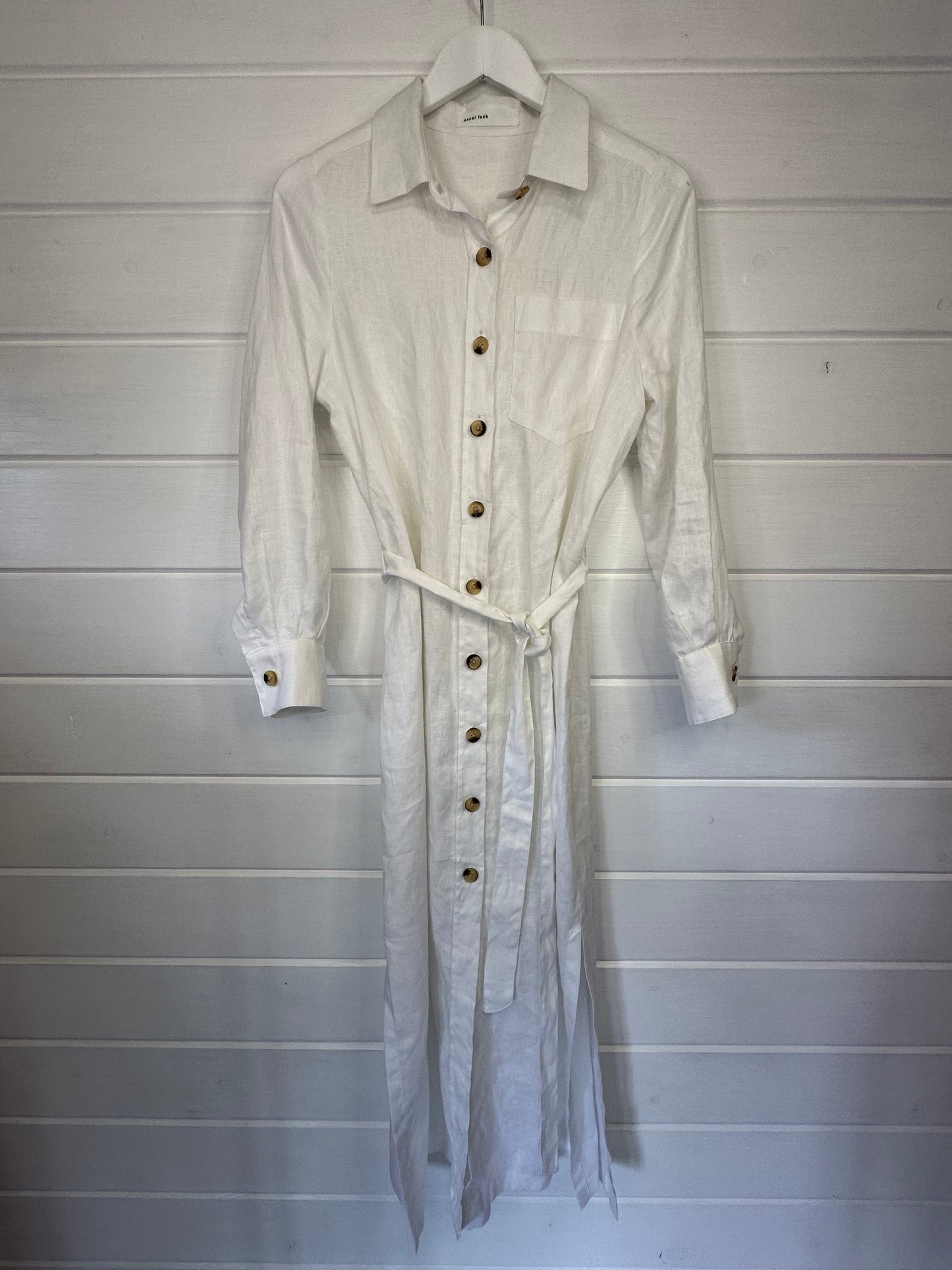 Sacai Luck White Linen Shirt Dress - Size 12