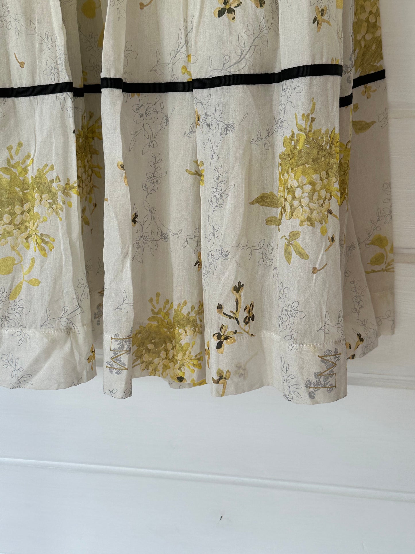 Karen Millen Floral Corset Silk Cotton Dress - Size 10